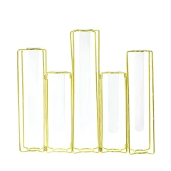 Decostar™ Five Tube Vase with Metal Frame 12"