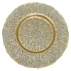 Decostar™ Floral Pattern Glass Charger Plate 13" - 8 Pieces - Gold