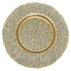 Decostar™ Floral Pattern Glass Charger Plate 13" - 8 Pieces - Gold