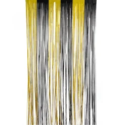 Decostar™ Fringe Party Curtain 96" - Black And Gold