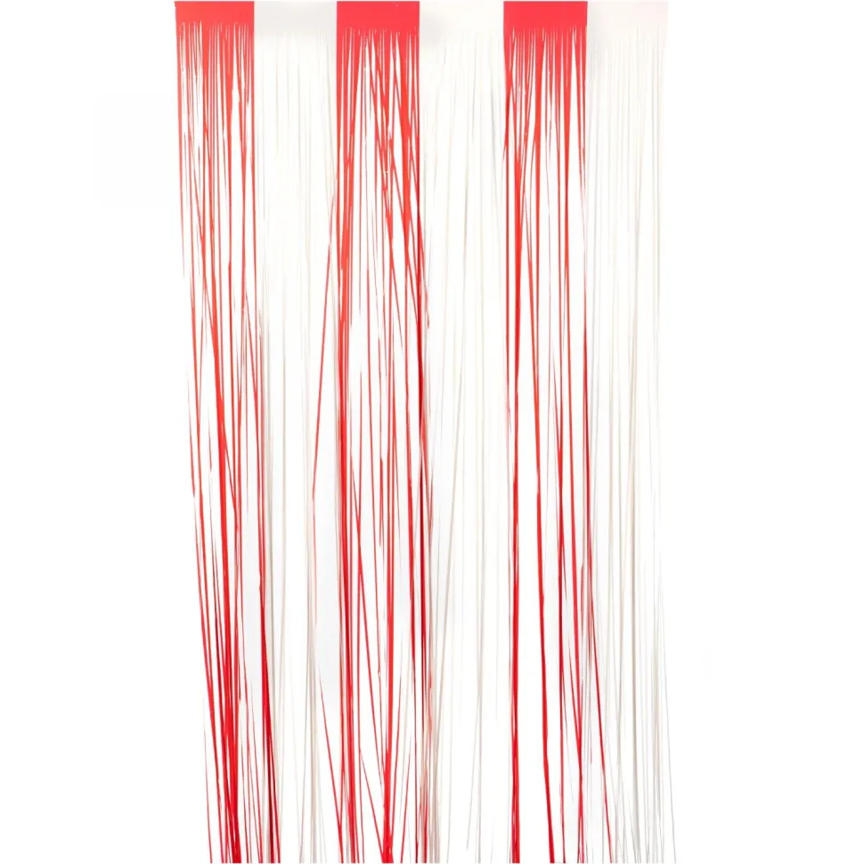 Decostar™ Fringe Party Curtain 96" - Red And White