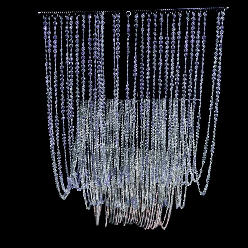 DecoStar™ 15ft. Crystal Ceiling Draping Panel w/ LED Lights - Pure White - 20" Wide