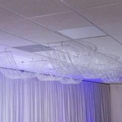 DecoStar™ 15ft. Crystal Ceiling Draping Panel w/ LED Lights - Pure White - 20" Wide