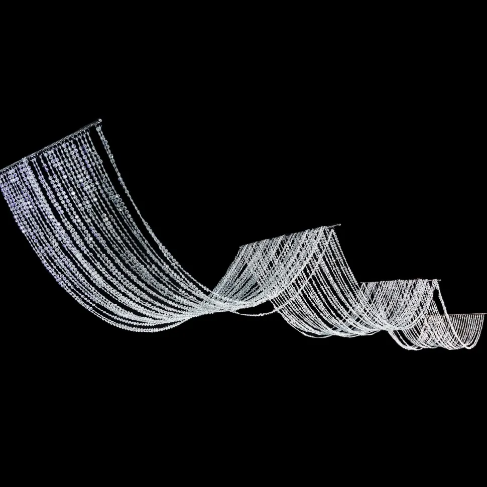 DecoStar™ 15ft. Crystal Ceiling Draping Panel w/ LED Lights - Pure White - 20" Wide