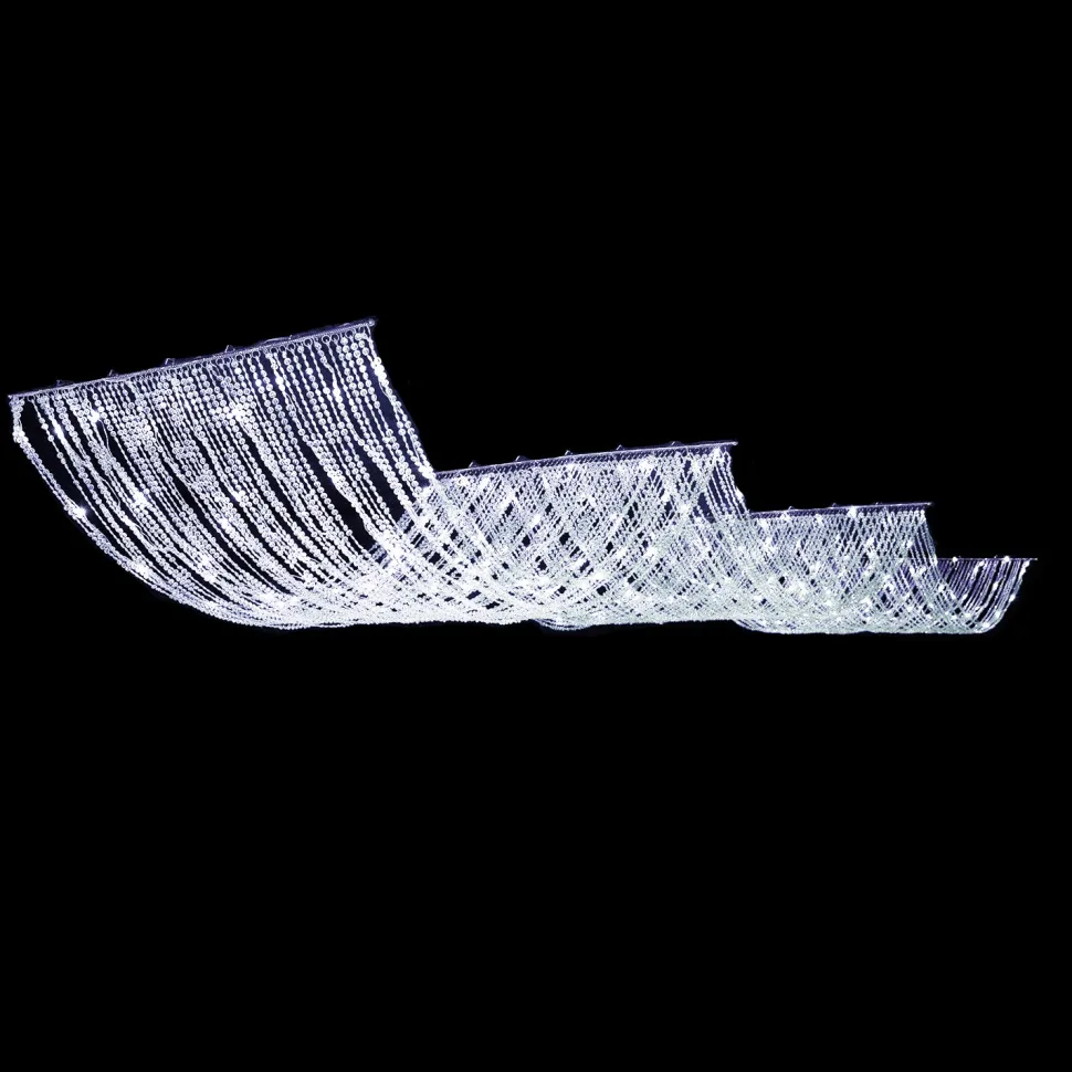 DecoStar™ 15ft. Crystal Ceiling Draping Panel w/ LED Lights - Pure White - 36" wide