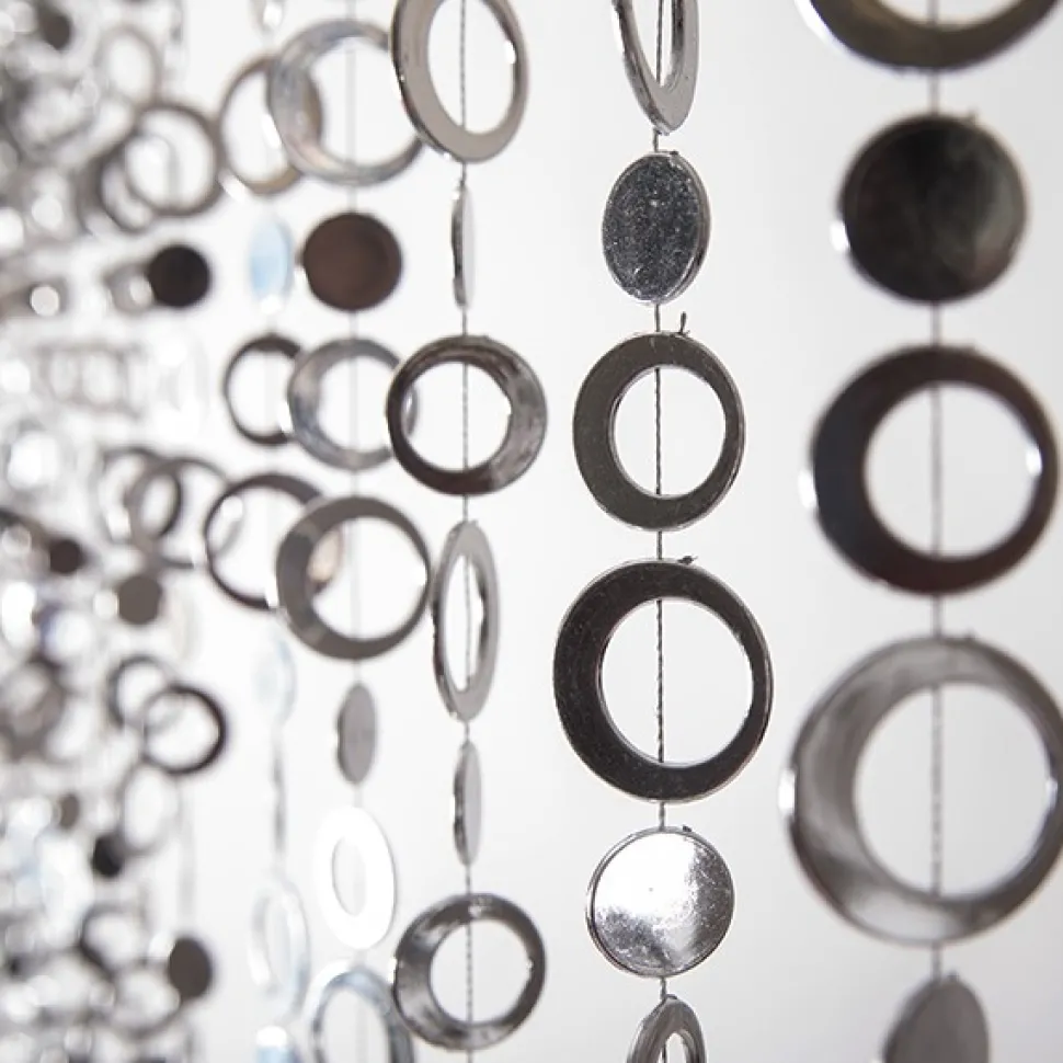DecoStar™ 6ft "Hip Circle" Beaded Curtain in Metallic Silver