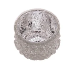 DecoStar™ 2 1/2" Glam Diamond Etched Mercury Glass Candle/Votive Holder - Silver - 6 PACK