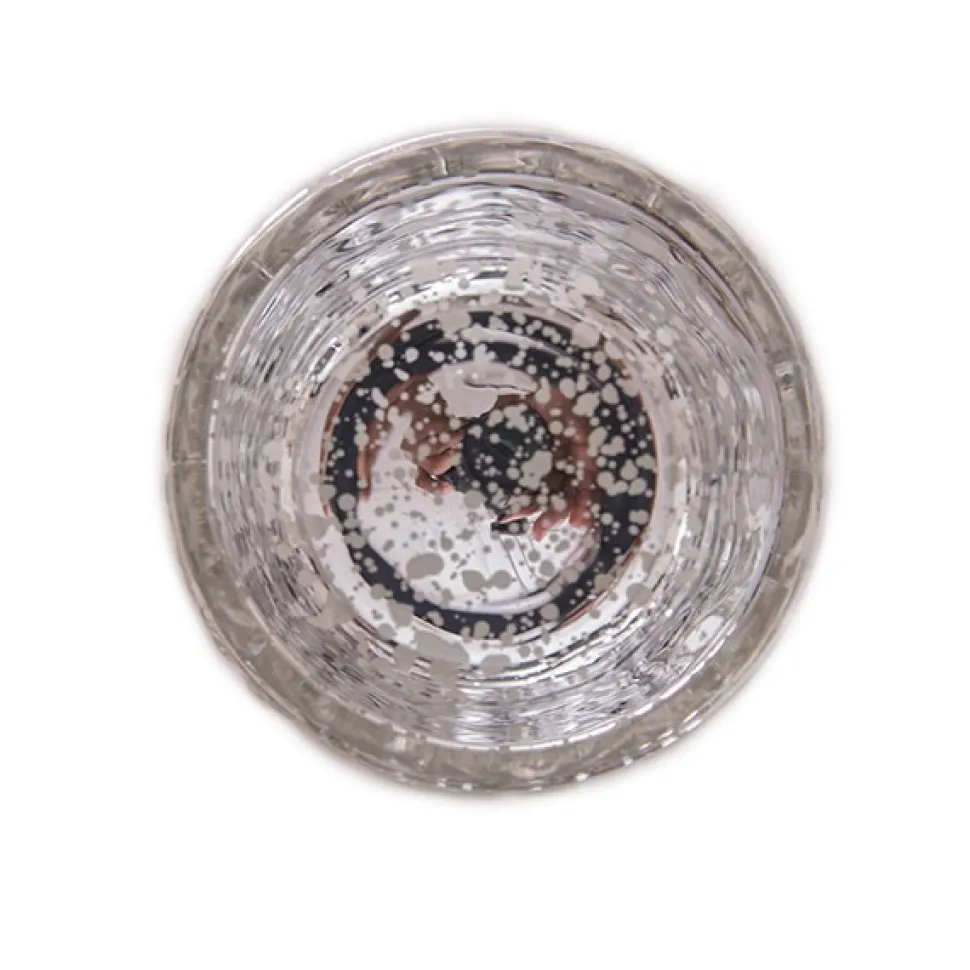 DecoStar™ 2 1/2" Glam Diamond Etched Mercury Glass Candle/Votive Holder - Silver - 6 PACK