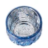 DecoStar™ 2 1/2" Glam Diamond Etched Mercury Glass Candle/Votive Holder - Blue - 6 PACK