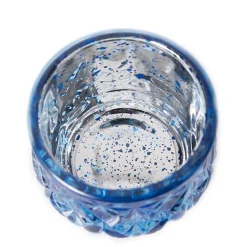 DecoStar™ 2 1/2" Glam Diamond Etched Mercury Glass Candle/Votive Holder - Blue - 6 PACK