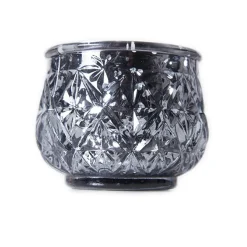 DecoStar™ 2 1/2" Glam Diamond Etched Mercury Glass Candle/Votive Holder - Gray - 6 PACK