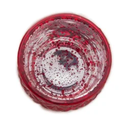 DecoStar™ 2 1/2" Glam Diamond Etched Mercury Glass Candle/Votive Holder - Red - 6 PACK
