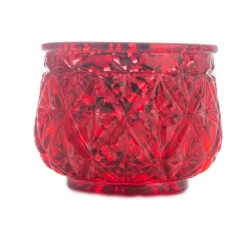 DecoStar™ 2 1/2" Glam Diamond Etched Mercury Glass Candle/Votive Holder - Red - 6 PACK
