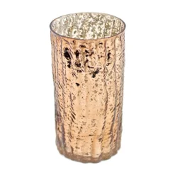 DecoStar™ 6" Glam Wavy Etched Pattern Mercury Glass Candle/Votive Holder - Bronze