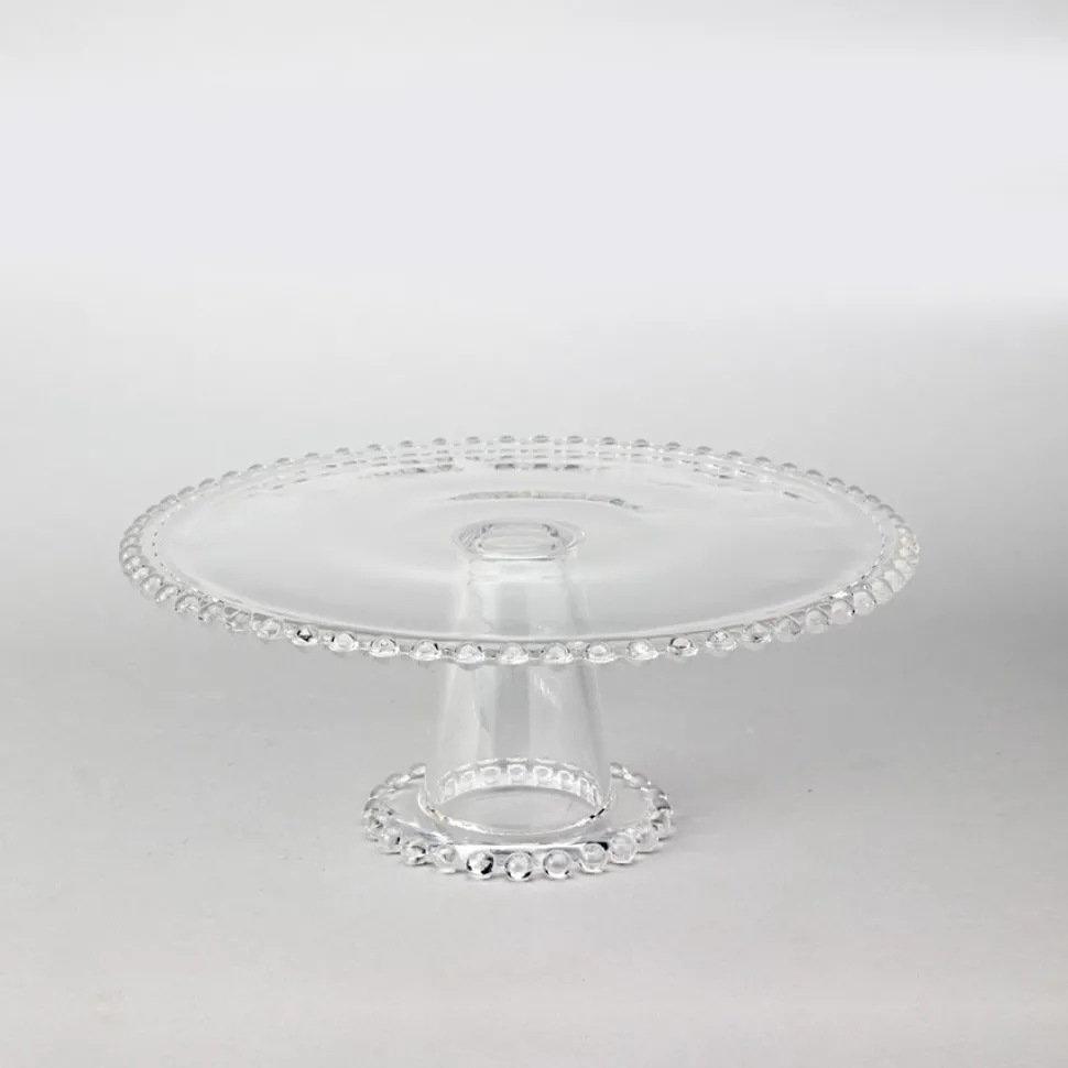 Decostar™ Glass Beaded Edge Pedestal Cake Stand 8 1/8"