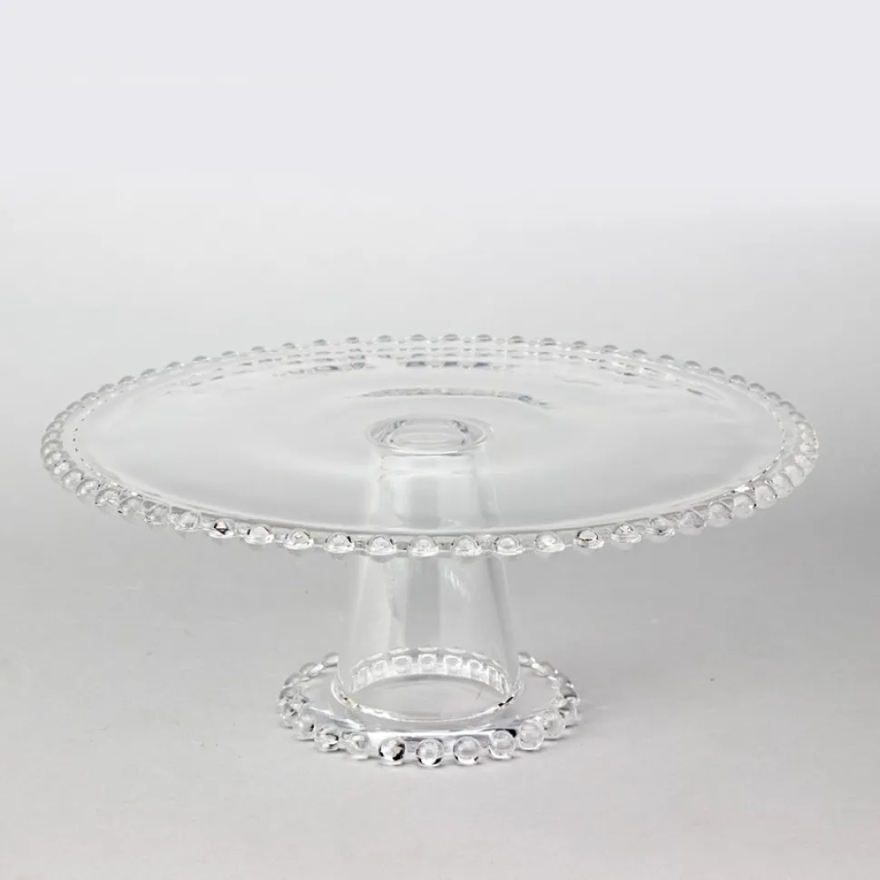 Decostar™ Glass Beaded Edge Pedestal Cake Stand 10 5/8"