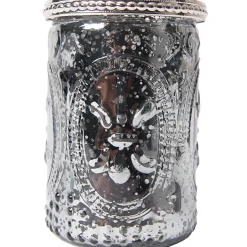 DecoStar™ Glass Candle Holder w/ Metal Trim- 4" - 6 PACK - Gray
