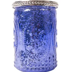 DecoStar™ Glass Candle Holder w/ Metal Trim- 4" - 6 PACK - Purple
