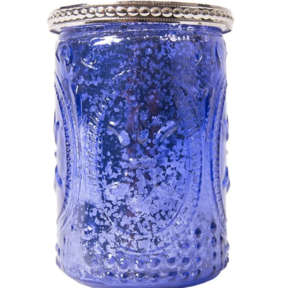 DecoStar™ Glass Candle Holder w/ Metal Trim- 4" - 6 PACK - Purple
