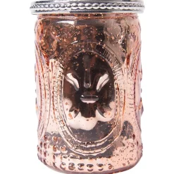 DecoStar™ Glass Candle Holder w/ Metal Trim- 4" - 6 PACK - Amber