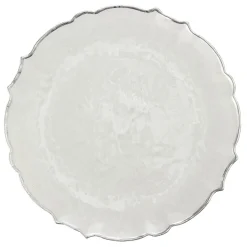 Decostar™ Glass Charger Plate 13" - Silver Scalloped Edge - 8 Pieces