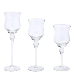 Decostar™ Glass Hourglass Candle Holders 3pc/set - 8", 9", 10"