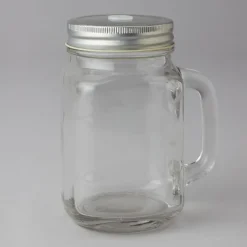 Decostar™ Glass Jars with Handle & Hole For Straws - 48 Pieces