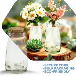 Decostar™ Glass Milk Bottle with Cork 4 1/8" - 96 Pieces