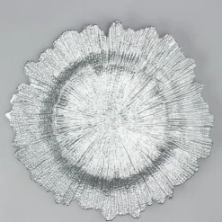 Decostar™ Glass Reef Charger Plate 13" - 8 Pack - Silver