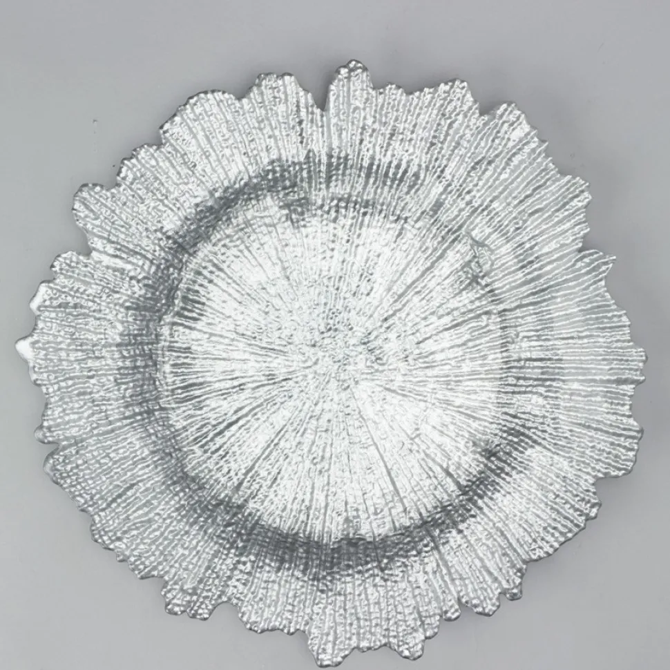 Decostar™ Glass Reef Charger Plate 13" - 8 Pack - Silver