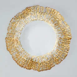 Decostar™ Glass Reef Charger Plate 13" - 8 Pack - Clear w/ Gold Rim