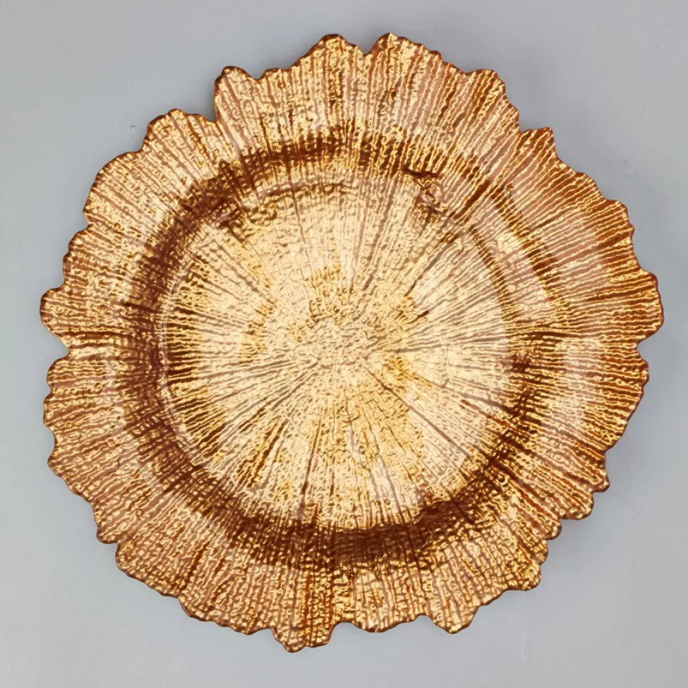 Decostar™ Glass Reef Charger Plate 13" - 8 Pack - Gold
