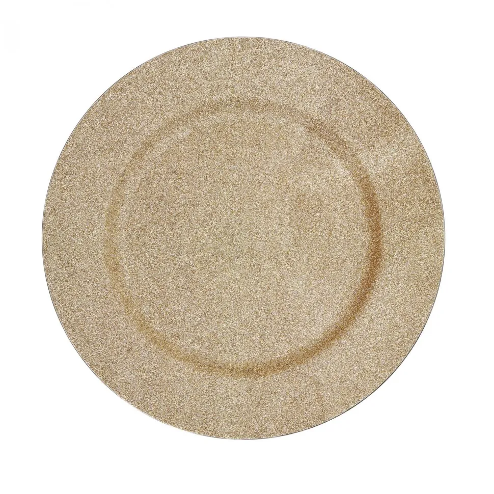 Decostar™ Glitter Plastic Charger Plate 13" - Gold- 24 Pieces