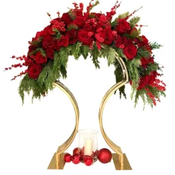 DECOSTAR™ Gold Metal Wedding Tabletop Centerpiece Arch for Floral Arrangements - 3ft Tall