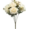 Decostar™ 10 Head Antique Rose And Hydrangea Bush 18" - White