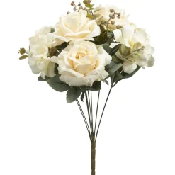 Decostar™ 10 Head Antique Rose And Hydrangea Bush 18" - White