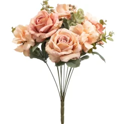 Decostar™ 10 Head Antique Rose And Hydrangea Bush 18" - Pink & Blush