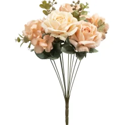 Decostar™ 10 Head Antique Rose And Hydrangea Bush 18" - Blush & Ivory