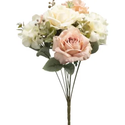 Decostar™ 10 Head Antique Rose And Hydrangea Bush 18" - White & Pink