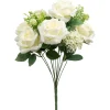 Decostar™ 12 Head Bulgarian Rose And Snow Ball Hydrangea Bush 19" - White