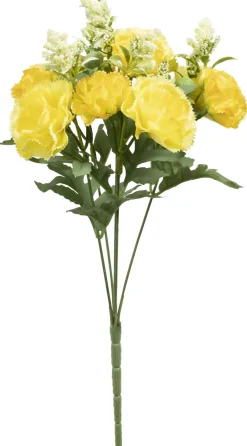 Decostar™ 10 Head Carnation Bush With Berries 13" - Yellow