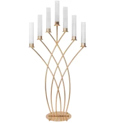 Decostar™ 7 Head Mermaid Candle Holder with Cylinder Shade 49" - Gold