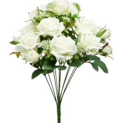 Decostar™ 11 Head Rose Bush 16" - White