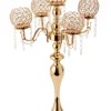 Decostar™ 27½in 5 Arm Crystal Metal Candle Holder - Gold