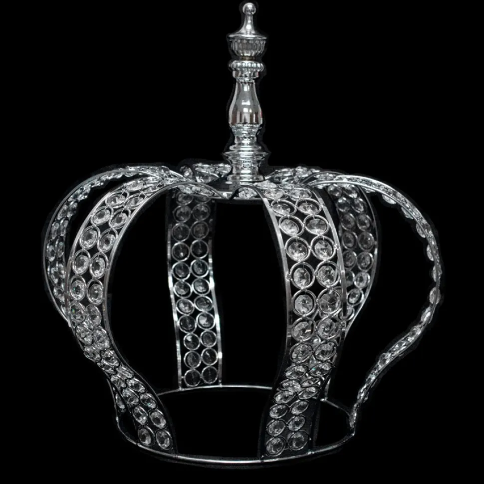 Decostar™ 15¼in Crystal Beaded Crown Centerpiece - Silver
