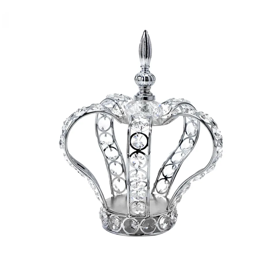 Decostar™ 8¾in Crystal Beaded Crown Centerpiece - Silver