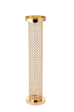 Decostar™ 30in Crystal Cylinder Centerpiece - Gold