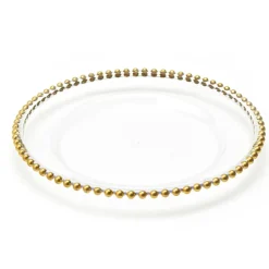 Decostar™ 12.5in Plastic Charger Plate with Beaded Rim 12½" - Gold - 24 Pack