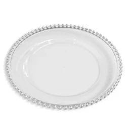 Decostar™ 12.5in Plastic Charger Plate with Beaded Rim 12½" - Silver - 24 Pack