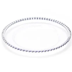 Decostar™ 12.5in Plastic Charger Plate with Beaded Rim 12½" - Silver - 24 Pack